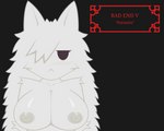 big_breasts blush breasts female front_view fur hair looking_at_viewer nipples nude simple_background solo text crab_art_studio mogeko_castle mogeko yonaka_kurai felid feline humanoid mammal 5:4 hi_res