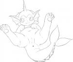 :3 anus female feral genitals legs_up looking_at_viewer lying navel on_back pawpads paws presenting presenting_pussy pussy simple_background solo spread_legs spreading tail white_background mcsadat nintendo pokemon eeveelution generation_1_pokemon pokemon_(species) vaporeon monochrome sketch