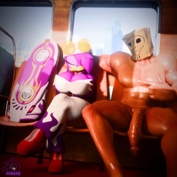 anthro arm_under_breasts balls bangs beak big_breasts big_penis blue_eyes breasts cleavage clothed clothed/nude clothed_anthro clothed_female clothing crossed_legs duo extreme_gear eyelashes eyewear female genitals glasses human_on_anthro interspecies kerchief male male/female nude penis purple_body size_difference sunglasses train vehicle armada_(artist) sega sonic_riders sonic_the_hedgehog_(series) alex_the_human_(armada) wave_the_swallow avian bird hirundinid human mammal oscine passerine swallow_(bird) 1:1 3d_(artwork) blender_(artwork) blender_eevee_(artwork) digital_media_(artwork)