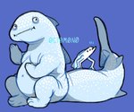 ambiguous_gender anthro beady_eyes belly big_belly duo facial_spots markings mouth_closed nude simple_background sitting spots spotted_arms spotted_back spotted_face spotted_legs spotted_markings spotted_tail tail tail_markings 0ct0m0n0 carpet_shark fish marine shark whale_shark 6:5