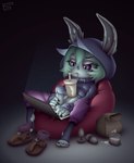 balls clothed clothing computer electronics erection fur genitals green_hair gynomorph hair intersex laptop masturbation penile penile_masturbation penis simple_background solo bunny_boy_(artist) league_of_legends riot_games tencent vex_(lol) humanoid yordle absurd_res hi_res