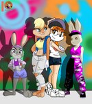 anthro blonde_hair breasts clothing female fur grey_body grey_fur group hair hat headgear headwear hip_hop orange_body orange_fur orange_hair pose shirt tank_top topwear torn_clothing white_body white_fur moon_pearl succubi_samus beastars disney looney_tunes sega sonic_the_hedgehog_(series) warner_brothers zootopia haru_(beastars) judy_hopps lola_bunny vanilla_the_rabbit domestic_rabbit dwarf_rabbit lagomorph leporid mammal netherland_dwarf_rabbit oryctolagus rabbit absurd_res crossover hi_res