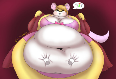 anthro belly belly_grab belly_squish big_belly big_breasts big_cheeks black_eyebrows black_eyes black_eyeshadow black_lips blonde_hair blush bow_ribbon bra breasts chubby_cheeks clothing deep_navel disembodied_hand ear_piercing eyebrows eyelashes eyeshadow female front_view hair hand_on_another's_belly hand_on_belly huge_belly huge_breasts huge_thighs hyper hyper_belly lips looking_at_viewer makeup markings mole_(marking) multicolored_body navel obese obese_anthro obese_female overweight overweight_anthro overweight_female panties piercing pink_bow pink_bra pink_clothing pink_inner_ear pink_panties pink_tail pink_underwear rat_tail red_background red_clothing red_topwear simple_background smile smiling_at_viewer solo speech_bubble squish tail teeth thick_thighs topwear two_tone_body underwear white_body yellow_body yellow_ears citrusbunny17 nessa_(citrusbunny17) mammal murid murine rat rodent 2025 colored digital_media_(artwork) hi_res shaded signature