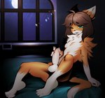 anthro bodily_fluids crying cum cum_on_face cum_on_own_face cum_on_self fur genital_fluids genitals green_eyes humanoid_genitalia male masturbation orange_body orange_fur penis solo tears mega_moppa felid feline mammal absurd_res hi_res