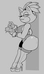 absurd_res anthro big_butt blaze_the_cat boots breasts butt clothing cutout_heels female footwear hi_res high_heeled_boots high_heels holding_money holding_object huge_butt leaning_on_wall looking_at_viewer money monochrome open_toe_heels platform_footwear platform_heels sega solo sonic_the_hedgehog_(series) thetyrant third-party_edit toe_cutout_heels