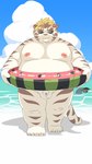 anthro balls beach belly big_belly day detailed_background eyewear flaccid foreskin genitals humanoid_genitalia humanoid_penis kemono male micropenis moobs nipples outside overweight overweight_male penis pool_float seaside sky small_penis solo sunglasses unretracted_foreskin water white_body ptcmtr lifewonders tokyo_afterschool_summoners licho_(tas) felid mammal pantherine tiger 2023 4k 9:16 absurd_res hi_res