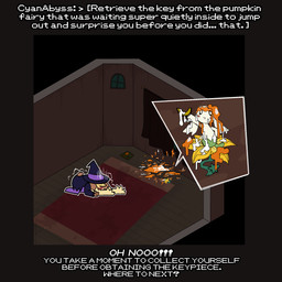 ambiguous_gender animated_webp anthro blush bodily_fluids clothing cum cum_covered duo embarrassed female genital_fluids hat haunted_house headgear headwear holidays kneeling messy pouting text witch_costume witch_hat corruptedcryptid family_guy_death_pose halloween nintendo pokemon penny_(corruptedcryptid) flabebe generation_4_pokemon generation_6_pokemon lopunny pokemon_(species) 1:1 animated english_text hi_res meme trans_(lore) trans_woman_(lore)