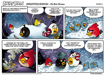 cave cooking_pot cookware decomposition dialogue fishbone group kitchen_utensils knitting mountain pot_on_head rotting snow text tools winter cesar_ferioli angry_birds rovio_entertainment sega bomb_(angry_birds) chuck_(angry_birds) matilda_(angry_birds) red_(angry_birds) the_blues_(angry_birds) avian 2011 comic english_text tagme