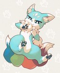 ambiguous_gender blue_body blue_eyes blue_fur feral fur green_body green_fur inner_ear_fluff multicolored_body multicolored_fur pawpads paws red_body red_fur simple_background smile solo tuft white_body white_fur pata mammal 2024