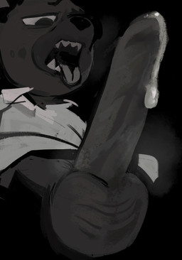 anthro balls balls_through_fly black_background bodily_fluids bottomwear bottomwear_down close-up clothed clothing cum cum_drip cum_dripping_from_penis cum_in_foreskin dripping ejaculation erection foreshortening foreskin genital_fluids genitals hands-free humanoid_genitalia humanoid_penis long_foreskin looking_at_genitalia looking_at_penis low-angle_view male open_mouth pants pants_down partially_clothed penis shirt simple_background solo steamy_breath steamy_penis tongue tongue_out topwear unretracted_foreskin white_clothing white_shirt white_topwear worm's-eye_view big-fig aggretsuko sanrio haida_(aggretsuko) hyena mammal hi_res monochrome