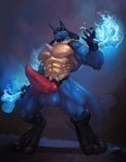 abs animal_genitalia animal_penis anthro balls biceps big_balls big_muscles big_penis blue_body blue_fur canid canine canine_genitalia canine_penis chest_spike erection fur generation_4_pokemon genitals goroguro hi_res huge_muscles huge_penis hyper hyper_genitalia hyper_muscles hyper_penis knot lucario male mammal muscular muscular_anthro muscular_male nintendo pecs penis pokemon pokemon_(species) solo spikes spikes_(anatomy) vein veiny_muscles