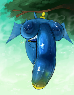 anthro balls bat_wings big_balls big_penis black_eyes blue_body blue_ears blue_fur blue_wings bodily_fluids crossgender flashing flashing_penis ftg_crossgender fti_crossgender fur genitals gynomorph hanging_from_branch huge_balls huge_penis humanoid_genitalia humanoid_penis hyper hyper_genitalia hyper_penis intersex looking_at_viewer membrane_(anatomy) membranous_wings penis plant solo sweat sweaty_genitalia sweaty_penis tree upside_down vein veiny_penis wings yellow_sclera young young_anthro young_gynomorph young_intersex ota_(artist) cartoon_network mao_mao:_heroes_of_pure_heart adorabat bat mammal absurd_res hi_res