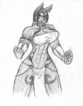 abs accessory anthro armor bone bottomwear bracers clothing crotch_apron ear_piercing female hair_accessory hair_tie jewelry loincloth muscular muscular_anthro muscular_female necklace piercing solo tattoo warpaint patches_namaki siyanna_(character) canid canine dire_wolf mammal prehistoric_species monochrome