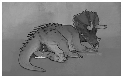 after_cloacal after_sex animal_genitalia bodily_fluids border butt cloaca cum cum_in_cloaca cum_inside elderly female feral genital_fluids genitals horn leaking_cum looking_back lounging lying quills_(anatomy) scar tail trike white_border wounded technesaurus ceratopsian ceratopsid chasmosaurine dinosaur marginocephalian ojoceratops ornithischian prehistoric_species reptile scalie triceratops greyscale monochrome