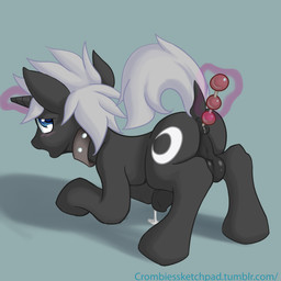 anal anal_beads anal_masturbation anal_penetration balls black_body black_fur bodily_fluids collar cum cutie_mark dripping erection feral fur genital_fluids genitals hair horn magic magic_user male masturbation nude penetration penis quadruped sex_toy simple_background solo tail toying_self white_hair crombie hasbro my_little_pony mythology fan_character equid equine mammal mythological_creature mythological_equine unicorn 1:1 2012 digital_media_(artwork) hi_res shaded source_request