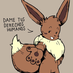 4_fingers anthro blue_tongue blush brown_body brown_fur brown_pawpads chest_tuft dialogue extended_arm fingers fluffly fur grey_background hair happy long_ears long_tail looking_at_viewer male navel neck_tuft pawpads short_hair simple_background size_difference slim smaller_male smile solo tail talking_to_viewer tan_body tan_fur text tongue tuft jisito nintendo pokemon inti_(jisito) eevee generation_1_pokemon pokemon_(species) 1:1 shaded spanish_text translated