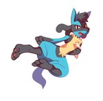 3_toes action_pose ambiguous_gender anthro black_hair feet hair open_mouth pawpads pose red_eyes simple_background solo spikes toes salanchu nintendo pokemon generation_4_pokemon lucario pokemon_(species) 2014 absurd_res digital_drawing_(artwork) digital_media_(artwork) hi_res signature