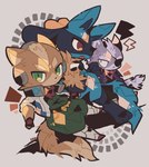 anthro canid canine canis chibi clothing crossover fox fox_mccloud fur generation_4_pokemon group hi_res looking_at_viewer lucario male mammal nintendo pokemon pokemon_(species) rsn_07 signature simple_background star_fox trio wolf wolf_o'donnell