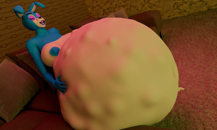 anthro belly big_belly big_breasts blue_body breasts bulge digestion digestion_implied digestion_sequence feet female female_pred furniture huge_belly living_room machine moan multicolored_body nipples nude on_sofa oral_vore playful seductive sitting sitting_on_sofa sofa solo vore white_body bunnnyboi disembowell_(modeler) red-eye_(modeler) five_nights_at_freddy's five_nights_at_freddy's_2 scottgames toy_bonnie_(fnaf) android animatronic lagomorph leporid mammal rabbit robot 3d_(artwork) absurd_res digital_media_(artwork) hi_res