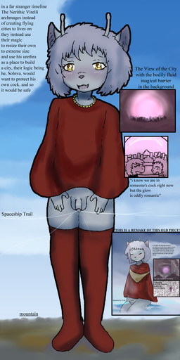 antennae_(anatomy) anthro balls blue_body blue_skin blush bodily_fluids clothed clothing cock_vore cum endosoma eyes_closed femboy flaccid foreskin genital_fluids genitals giga group internal landscape_dwarfing legwear macro magic male micro pantsless penile penis red_clothing safe_vore shrunken_city text thigh_highs urethra vore yellow_eyes teruni-inamor alien virelli 1:2 absurd_res digital_media_(artwork) english_text hi_res remake