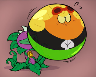 badge black_eyes black_short blonde_hair blowing_bubble_gum bubble_gum bubble_gum_transformation cartoon_freckles duo eyelashes eyewear eyewear_on_head female flower freckled_face freckles goggles goggles_on_head green_body green_lips hair hyper hyper_inflation hyper_lips inflation leaf_legs lips motion_lines not_furry orange_face petal_hair petals plant pseudo_hair purple_body red_background red_eyewear red_goggles simple_background spikes spikes_(anatomy) spots swelling thick_lips three-quarter_view transformation yellow_petals yellow_sclera jalpunny electronic_arts plants_vs._zombies plants_vs._zombies_heroes popcap_games chompzilla solar_flare_(pvz) chomper_(pvz) elemental_creature flora_fauna flower_creature sunflower_(pvz) 2024 colored digital_media_(artwork) flat_colors hi_res