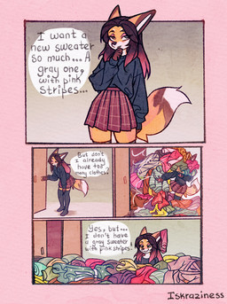 anthro biped bottomwear breasts clothed clothed_anthro clothed_female clothing female fingers front_view fully_clothed fully_clothed_anthro fully_clothed_female fur hair inside legwear shirt skirt smile solo standing tail thigh_highs topwear iskra canid canine fox mammal 2026 digital_drawing_(artwork) digital_media_(artwork) hi_res
