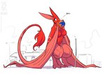 2021 76_(gas_station) anthro bat breasts building chewing_object conditional_dnp dialogue empty_eyes female fur gas_station hair jollyjack kaiju mammal membrane_(anatomy) membranous_wings pink_body pink_fur pole red_body red_fur red_hair solo street_lamp text white_eyes wings