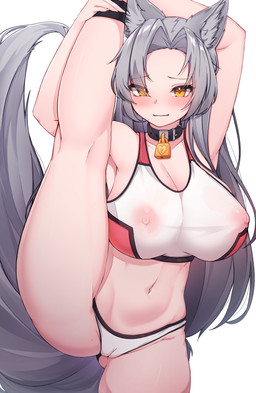 areola big_breasts blush bra breasts camel_toe cleavage clothed clothing collar female female_symbol flexible fur gender_symbol grey_body grey_fur grey_hair hair holding_leg huge_breasts lock long_hair looking_at_viewer midriff nipples on_one_leg one_leg_up orange_eyes padlocked_collar pose raised_leg skimpy solo splits sports_bra spread_legs spreading standing symbol translucent translucent_clothing underwear vertical_splits 5danny1206 lusty_fox animal_humanoid canid canid_humanoid canine canine_humanoid fox_humanoid humanoid mammal mammal_humanoid 2021 absurd_res digital_media_(artwork) hi_res shaded