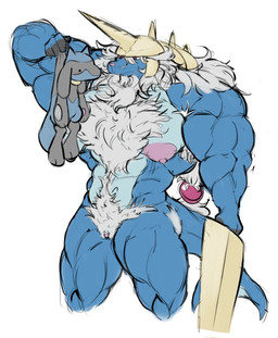 abs ambiguous_gender anthro anthrofied areola armor armpit_hair beard biceps big_areola big_muscles biped body_hair breasts butt_hair chest_hair clitoris deltoids duo eye_contact facial_hair female female_focus frown genitals hair happy_trail headgear helmet holding_melee_weapon holding_object holding_sword holding_weapon larger_anthro larger_female lifting_another long_hair looking_at_another mature_anthro mature_female melee_weapon muscular muscular_anthro muscular_arms muscular_female muscular_thighs nipples nude pecs pecs_with_breasts pink_nose pokemorph pubes red_eyes simple_background size_difference smaller_ambiguous standing sword thick_pubes vulva weapon white_background white_body_hair white_hair white_pubes dorkass nintendo pokemon generation_4_pokemon generation_5_pokemon pokemon_(species) riolu samurott 2024 digital_drawing_(artwork) digital_media_(artwork) portrait three-quarter_portrait