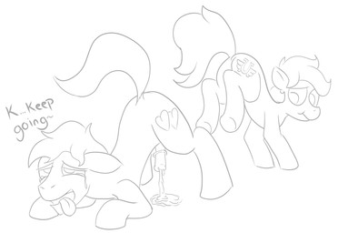 anthro ballbusting bodily_fluids cock_and_ball_torture cum duo erection feral genital_fluids genital_torture genitals kick male penis unknown_artist hasbro my_little_pony equid equine horse mammal pony hi_res monochrome source_request
