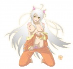 amber_eyes big_breasts bikini blush bodily_fluids breasts cat_tail clothing female genital_fluids genitals hair navel nipples open_mouth pussy solo swimwear tight_clothing two-piece_swimsuit vaginal_fluids wet white_hair bikklebokkle bakemonogatari black_hanekawa hanekawa_tsubasa animal_humanoid cat_humanoid domestic_cat felid felid_humanoid feline feline_humanoid felis humanoid mammal mammal_humanoid censored signature