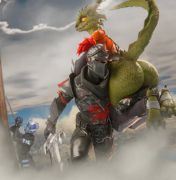 anthro armor big_butt bubble_butt butt carrying_another clothing duo_focus female green_body group lay_the_dragon legwear lips male shoulder_carry simple_background tail thick_thighs weapon yellow_eyes skxx_elliot epic_games fortnite mythology synthesis_(fortnite) dragon humanoid mythological_creature mythological_scalie scalie 3d_(artwork) digital_media_(artwork) hi_res