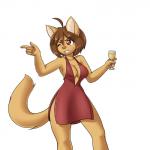 beverage breasts cleavage clothed clothing dress female hair one_eye_closed plunging_neckline red_clothing red_dress side_slit side_slit_clothing side_slit_dress solo wink nekonny elexis_(mramp) mrs._amp_(mramp) mammal mustelid musteline true_musteline weasel 1:1