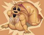 anthro bib big_breasts big_butt black_sclera breasts butt clothing female huge_breasts huge_butt looking_at_viewer machine open_mouth open_smile panties sharp_teeth simple_background slightly_chubby slightly_chubby_female smile solo teeth underwear kryadrawgin five_nights_at_freddy's five_nights_at_freddy's_2 scottgames toy_chica_(fnaf) animatronic avian bird robot absurd_res hi_res