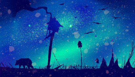 ambiguous_gender detailed_background feral night outside solo standing ryky bear mammal 2015 digital_media_(artwork)
