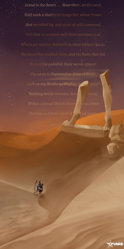 anthro desert environment female katana melee_weapon moon multicolored_body night poetry ruins sculpture sky solo statue sword two_tone_body weapon tyunre ombrelune albe_ombrelune felid mammal pantherine absurd_res hi_res
