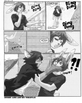 anthro comic dear_hustler dialogue duo english_text greyscale hi_res lagomorph leporid male male/male mammal monochrome procyonid rabbit raccoon tail text tokifuji