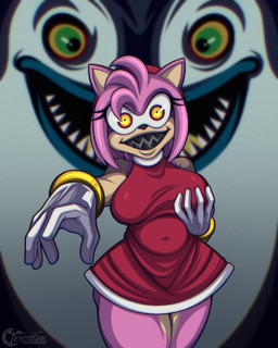 anthro big_breasts breasts clothed clothing female fondling fur glowing glowing_eyes hair hand_on_breast holding_breast looking_at_viewer nightmare_fuel pink_hair possession reaching_towards_viewer self_fondle sharp_teeth shortstack solo teeth where_is_your_god_now tenjosan sega sonic_the_hedgehog_(series) amy_rose king_boom_boo possessed_amy_rose boo_(sonic) eulipotyphlan ghost hedgehog mammal spirit 4:5