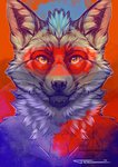 anthro fluffy fur male solo killingtea canid canine fox mammal bust_portrait hi_res portrait