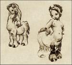 breasts duo female hair monster_girl_(genre) nipples unknown_artist disney european_mythology fantasia greek_mythology mythology centaur equid equid_taur humanoid_taur mammal mammal_taur taur concept_art low_res