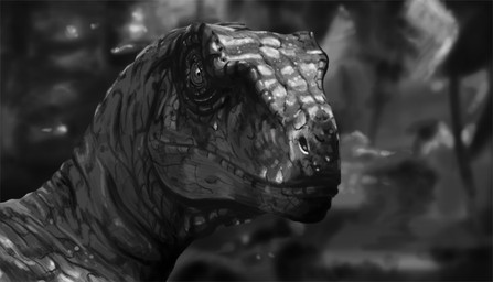 abstract_background ambiguous_gender feral head_turned looking_at_viewer mouth_closed pupils scales solo deriaz jurassic_park_3 dinosaur dromaeosaurid prehistoric_species reptile saurischian scalie theropod velociraptor 2013 digital_drawing_(artwork) digital_media_(artwork) greyscale headshot_portrait monochrome portrait