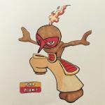 2017 ambiguous_gender angry armor asian_mythology biped black_eyes bottomwear brown_body clothed clothing domino_mask east_asian_mythology english_text fakemon featureless_feet feet fighting_pose fire firefightdex flaming_hair foreshortening front_view full-length_portrait fused_fingers generation_3_pokemon hatching_(art) hi_res humanoid japanese_mythology long_nose looking_at_viewer marco_fanjul marker_(artwork) mask mixed_media mythology nintendo not_furry nuzleaf pants pen_(artwork) pokemon pokemon_(species) portrait pose pseudo_hair samurai shaded shadow simple_background solo spread_arms spread_legs spreading standing tengu text toony topless traditional_media_(artwork) warrior white_background wide_stance yokai