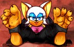 4_toes anthro barefoot blue_eyeshadow clothed clothing eyeshadow feet female foot_focus fur looking_at_viewer makeup soles solo stirrup_legwear tan_body toes white_body white_fur xptzstudios sega sonic_the_hedgehog_(series) rouge_the_bat bat mammal