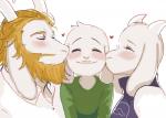 age_difference anthro beard blush clothing daww eyes_closed facial_hair family female fur good_parenting group group_kissing heart_symbol horn kissing kissing_cheek long_ears male mature_anthro mature_female mature_male older_female shirt simple_background smile topwear white_body white_fur young young_anthro chibimu undertale undertale_(series) asgore_dreemurr asriel_dreemurr toriel boss_monster_(undertale) bovid caprine mammal 2016 digital_media_(artwork) father_(lore) father_and_child_(lore) father_and_son_(lore) mother_(lore) mother_and_child_(lore) mother_and_father_(lore) mother_and_son_(lore) parent_(lore) parent_and_child_(lore) parent_and_son_(lore) son_(lore)