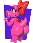 ambiguous_gender anthro big_butt butt huge_butt looking_back pink_body short_stack solo thick_thighs capikeeta mario_bros nintendo birdo_(character) birdo absurd_res hi_res