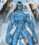 abs balls big_balls big_muscles big_penis black_hair blue_balls blue_body blue_penis blue_skin bodypaint genitals glans hair huge_balls huge_penis humanoid_genitalia humanoid_penis male muscular muscular_humanoid muscular_male not_furry penis pink_glans pubes solo war_paint warpaint anma james_cameron's_avatar jake_sully alien alien_humanoid humanoid na'vi hi_res source_request