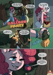 absurd_res anthro anthrofied applejack_(mlp) blonde_hair breasts cleavage clothed clothing comic dialogue duo english_text equid equine female forest friendship_is_magic hair hasbro hi_res kevinsano mammal my_little_pony pinkie_pie_(mlp) plant text tree