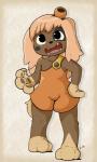 anthro biped clothed clothing female looking_at_viewer open_mouth overalls solo standing young young_anthro ketsa ankama dofus dofus:_book_i_judith dofus:_kerub's_bazaar lilotte canid canine mammal ouginak 3:5 hi_res