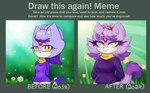 alternate_costume anthro bangs blush blushing_at_viewer clothing female hair hands_behind_back high_ponytail nature nature_background ponytail solo sweater text topwear chococherrypie deviantart draw_this_again draw_this_again_meme sega sonic_the_hedgehog_(series) blaze_the_cat domestic_cat felid feline felis mammal absurd_res english_text hi_res redraw