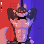 anthro bodily_fluids cum cum_on_face genital_fluids hair looking_at_viewer male nipples nude simple_background solo kyle_wolfz kyle_(kyle_furs) canid canine canis mammal wolf 1:1 absurd_res hi_res